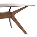 Mesa ELOISE de 140 cm, en gris con patas de nogal, vista frontal