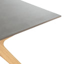 Mesa ELOISE de 160 cm, en gris con patas de roble, detalle del acabado