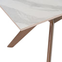 Mesa ELOISE de 160 cm, en blanco con patas de nogal, vista lateral