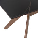 Mesa ELOISE de 160 cm, en negro con patas de nogal, vista lateral