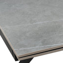 Mesa KELLY de 160 cm, en gris y negro, detalle del acabado