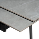 Mesa KELLY de 160 cm, en gris y negro, detalle del acabado