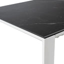 Mesa JANET 140, en negro y blanco, detalle del acabado