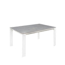 Mesa JANET 140, en gris y blanco, vista en perspectiva