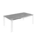 Mesa JANET 140, en gris y blanco, vista frontal