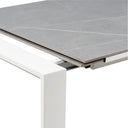 Mesa JANET 140, en gris y blanco, detalle del acabado