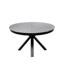 Mesa ZURI 130, en gris y negro, vista trasera en perspectiva