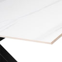 Mesa JOYCE de 140 cm, en blanco con pata negra, vista lateral