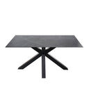 Mesa JOYCE de 140 cm, en negro con pata negra, vista trasera en perspectiva
