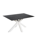 Mesa JOYCE de 140 cm, en negro con pata blanca, vista en perspectiva