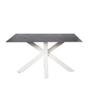 Mesa JOYCE de 140 cm, en negro con pata blanca, vista trasera en perspectiva