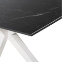 Mesa JOYCE de 140 cm, en negro con pata blanca, vista lateral