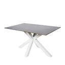 Mesa JOYCE de 140 cm, en gris con pata blanca, vista en perspectiva