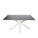 Mesa JOYCE de 140 cm, en gris con pata blanca, vista lateral