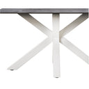Mesa JOYCE de 140 cm, en gris con pata blanca, detalle del acabado