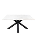 Mesa JOYCE de 160 cm, en blanco con pata negra, vista trasera en perspectiva