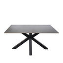 Mesa JOYCE de 160 cm, en gris con pata negra, vista trasera en perspectiva