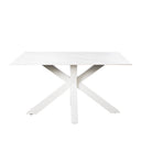 Mesa JOYCE de 160 cm, en blanco con pata blanca, vista trasera en perspectiva