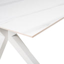 Mesa JOYCE de 160 cm, en blanco con pata blanca, vista lateral