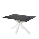 Mesa JOYCE de 160 cm, en negro con pata blanca, vista en perspectiva