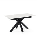 Mesa LORI de 140 cm, en blanco con pata negra, vista frontal