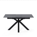 Mesa LORI de 140 cm, en gris con pata negra, vista lateral