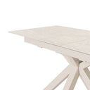 Mesa LORI de 160 cm, en travertino con pata beige, vista de conjunto