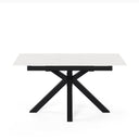 Mesa LORI de 160 cm, en blanco con pata negra, vista lateral