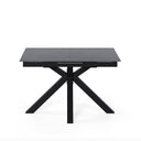 Mesa LORI de 160 cm, en gris con pata negra, vista trasera en perspectiva