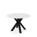 Mesa FIORELLA de 100 cm, en blanco con pata negra, vista en perspectiva