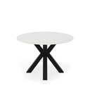 Mesa FIORELLA de 100 cm, en blanco con pata negra, vista trasera en perspectiva