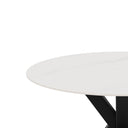 Mesa FIORELLA de 120 cm, en blanco con pata negra, vista lateral