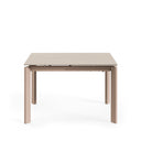 Mesa CONSTANCE de 120 cm, en travertino, vista trasera en perspectiva