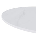 Mesa LYA alta de 96 cm, en blanco con pata blanca, vista trasera en perspectiva