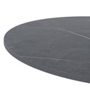 Mesa LYA alta de 96 cm, en gris con pata blanca, vista trasera en perspectiva