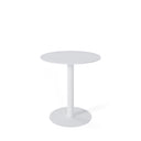 Mesa LYA baja, en blanco con pata blanca, vista en perspectiva
