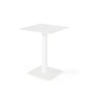 Mesa SAMIRA alta de 96 cm, en blanco con pata blanca, vista en perspectiva