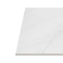Mesa SAMIRA baja, en blanco con pata blanca, vista trasera en perspectiva