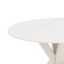 Mesa FIORELLA de 100 cm, en blanco con pata beige, vista lateral