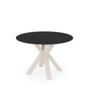 Mesa FIORELLA de 100 cm, en negro con pata beige, vista en perspectiva
