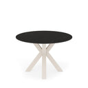 Mesa FIORELLA de 100 cm, en negro con pata beige, vista trasera en perspectiva