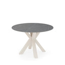 Mesa FIORELLA de 100 cm, en gris con pata beige, vista en perspectiva
