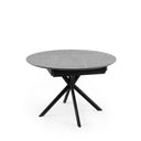 Mesa SUVI de 100 cm, en gris con pata negra, vista en perspectiva