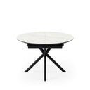 Mesa SUVI de 120 cm, en blanco con pata negra, vista trasera en perspectiva