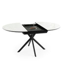 Mesa SUVI de 120 cm, en blanco con pata negra, vista de conjunto