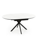 Mesa SUVI de 120 cm, en blanco con pata negra, vista de conjunto