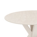 Mesa FIORELLA de 120 cm, en travertino con pata beige, vista de conjunto