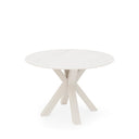 Mesa FIORELLA de 120 cm, en blanco con pata beige, vista en perspectiva