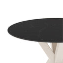 Mesa FIORELLA de 120 cm, en negro con pata beige, vista lateral