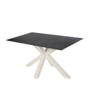 Mesa JOYCE de 140 cm, en negro con pata beige, vista en perspectiva
